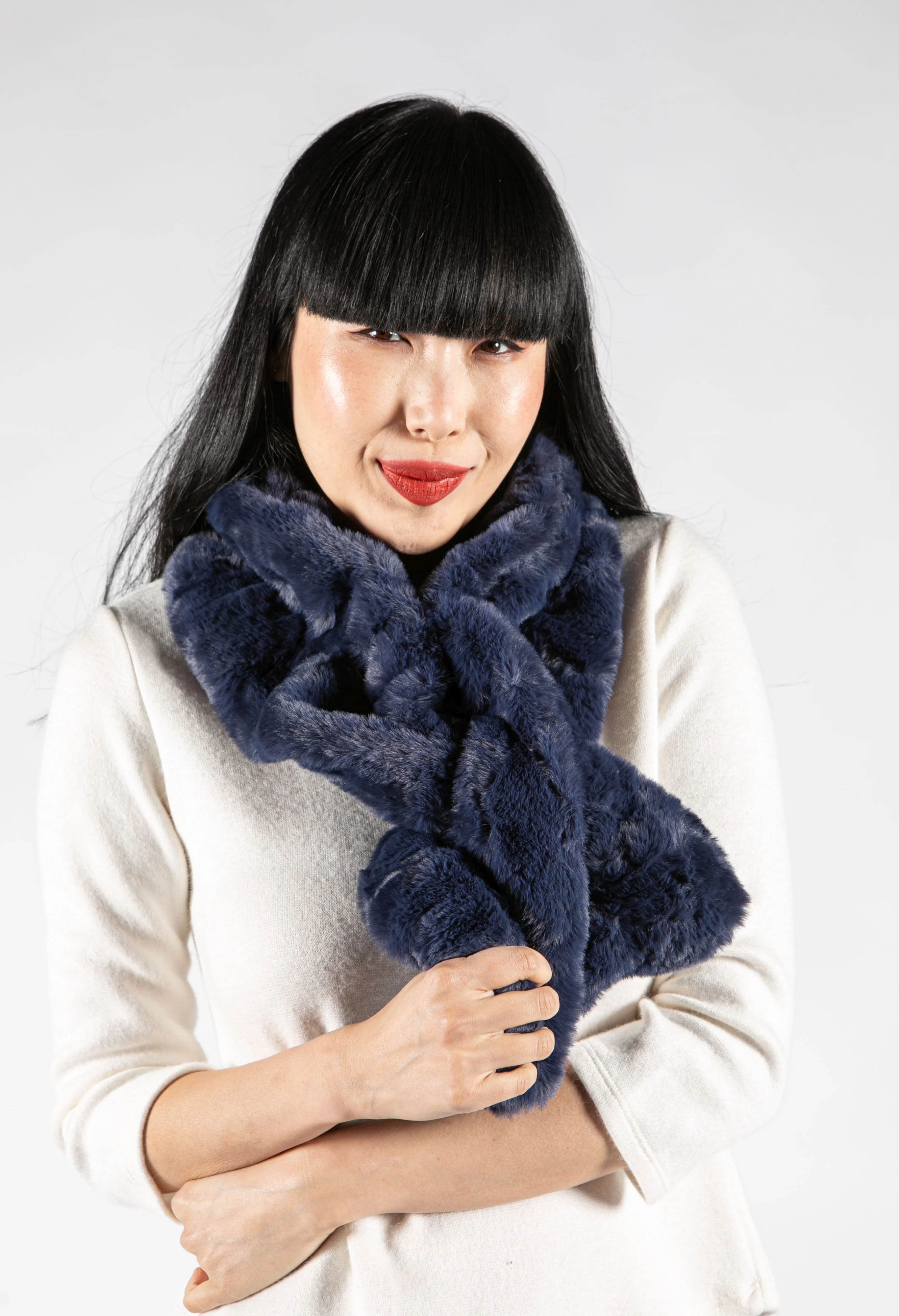 Faux Fur Gathered Look Scarf - Image 13