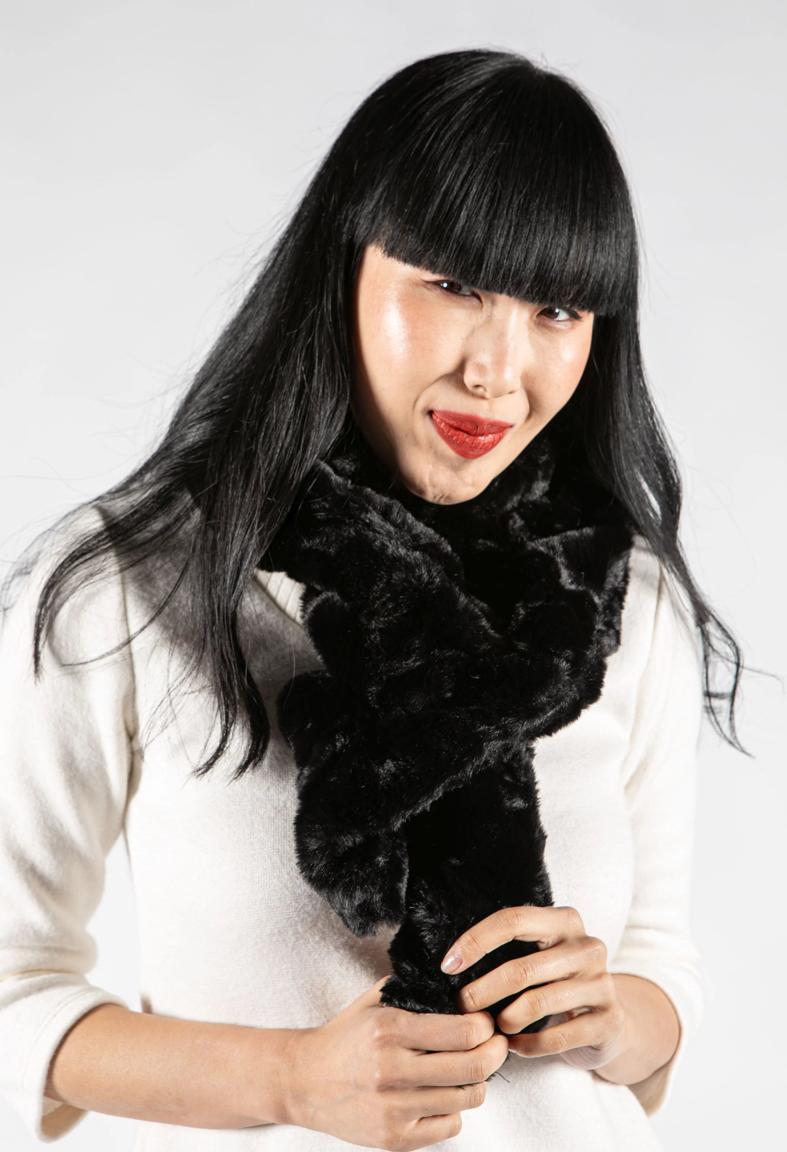 Faux Fur Gathered Look Scarf - Image 17