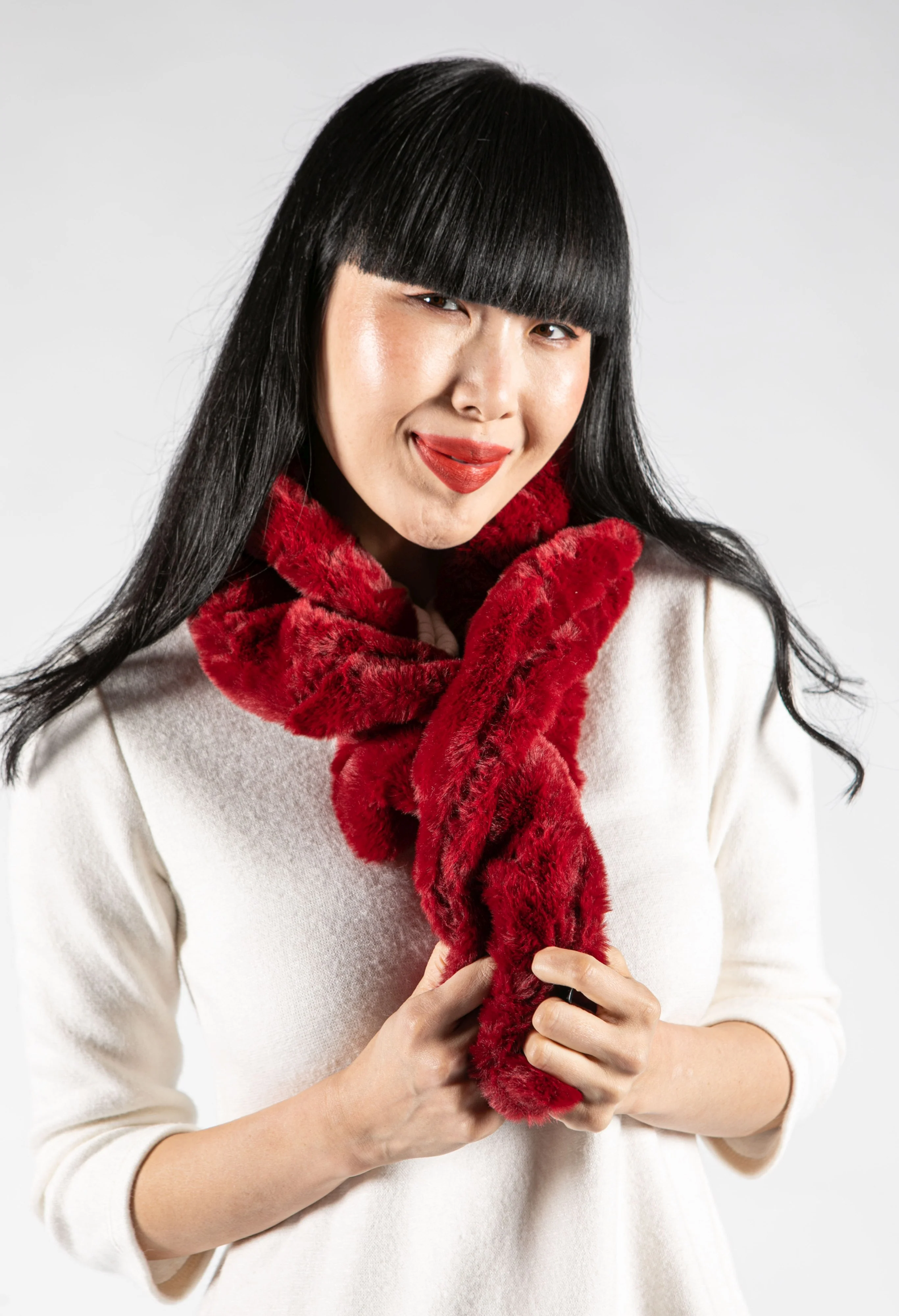 Faux Fur Gathered Look Scarf - Image 9