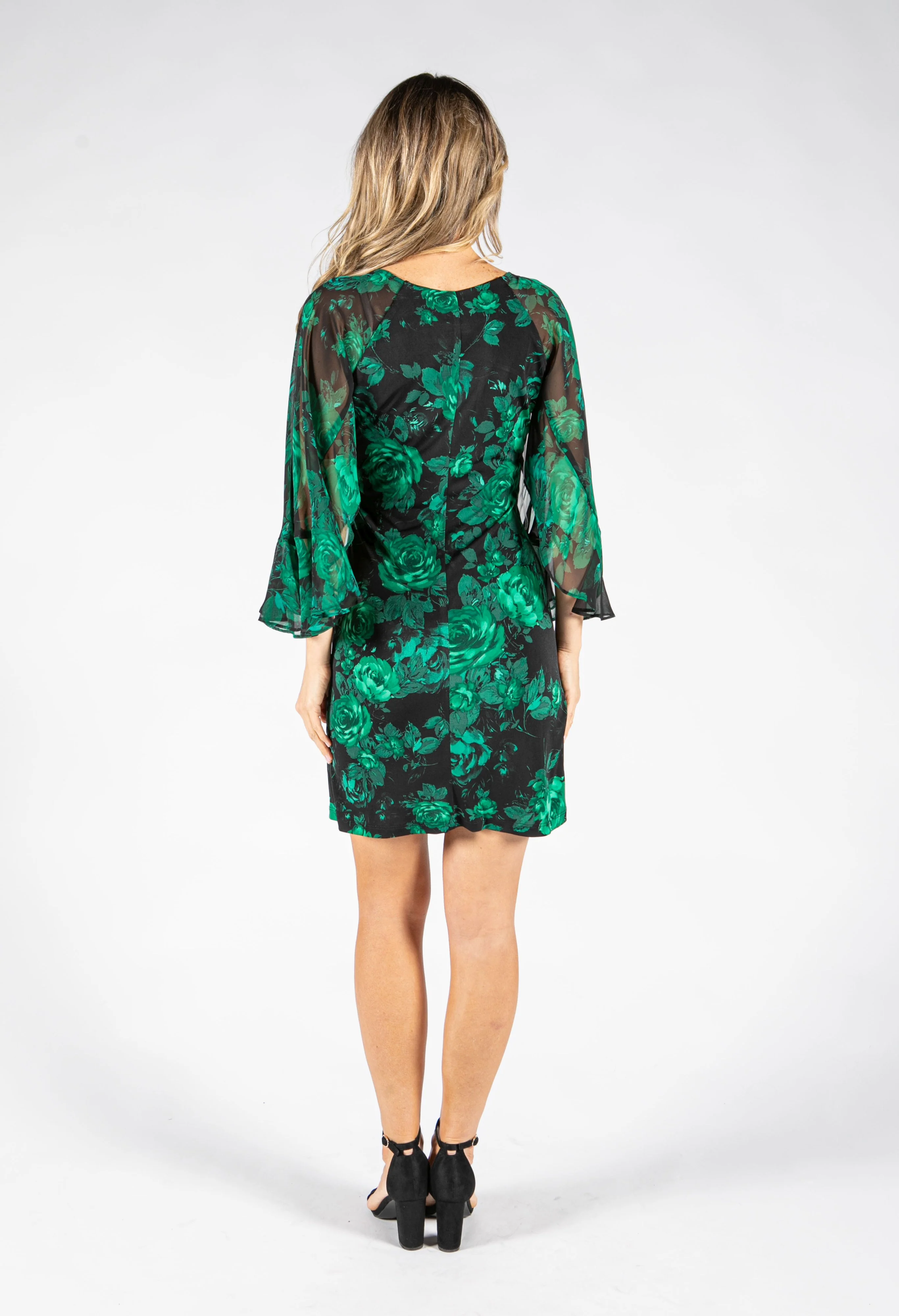 Floral Print Angel Sleeve Dress - Image 3