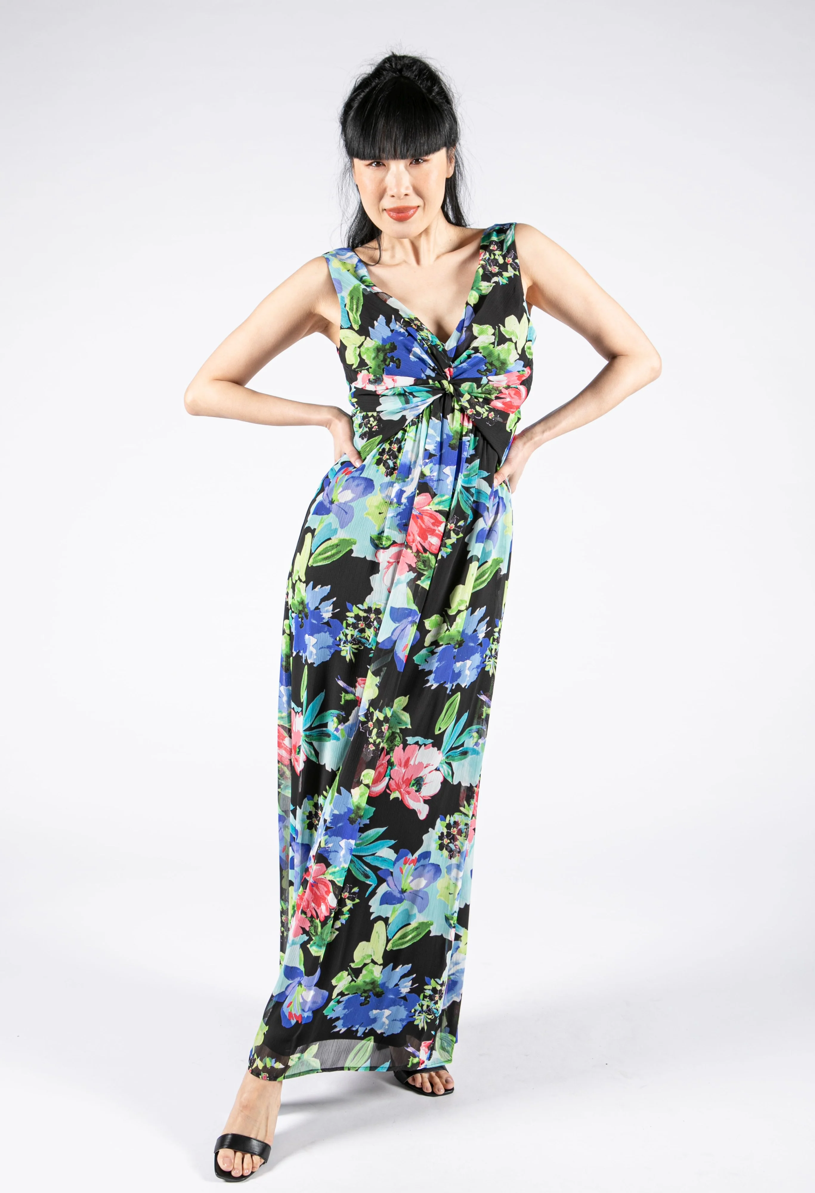 Knot Detail Floral Sleeveless Dress - Image 6