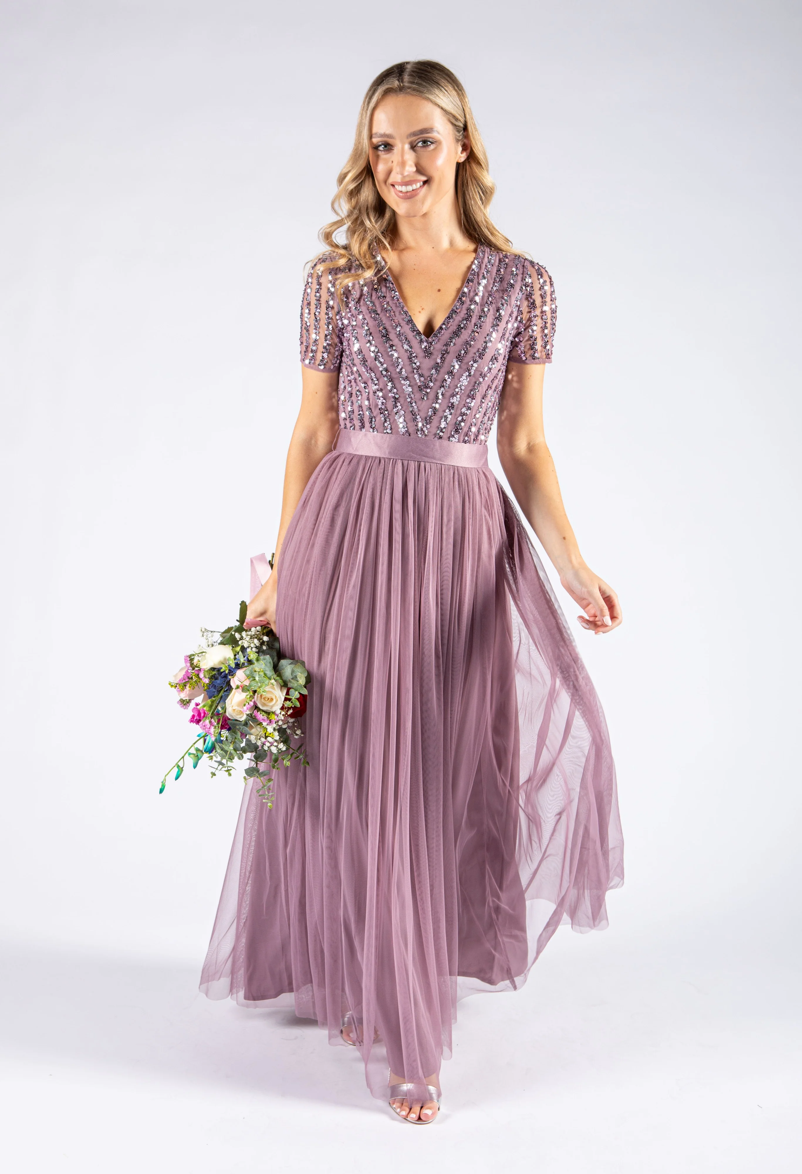 Maya Embellished Maxi Dress With Sash Belt - Image 11