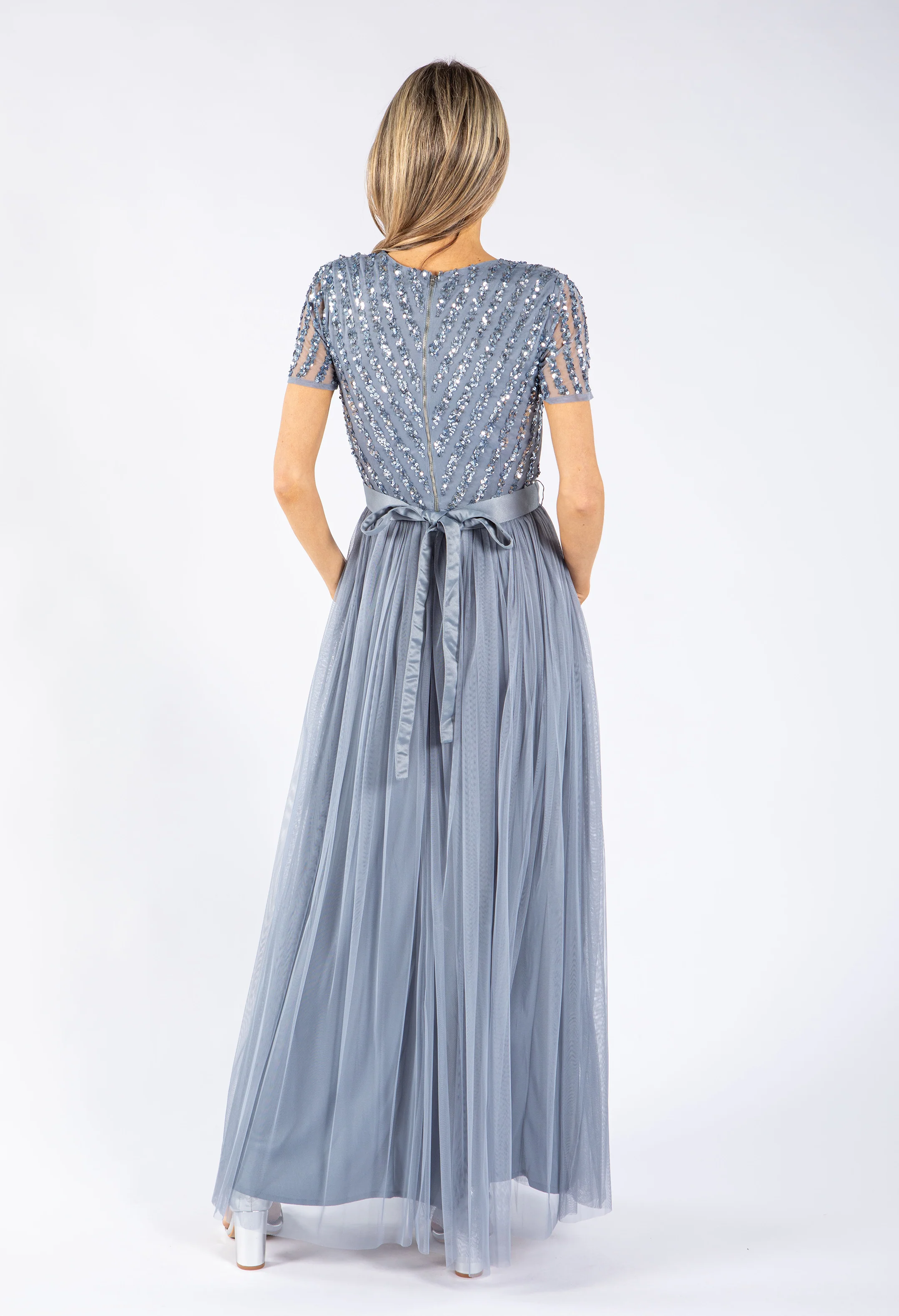 Maya Embellished Maxi Dress With Sash Belt - Image 4