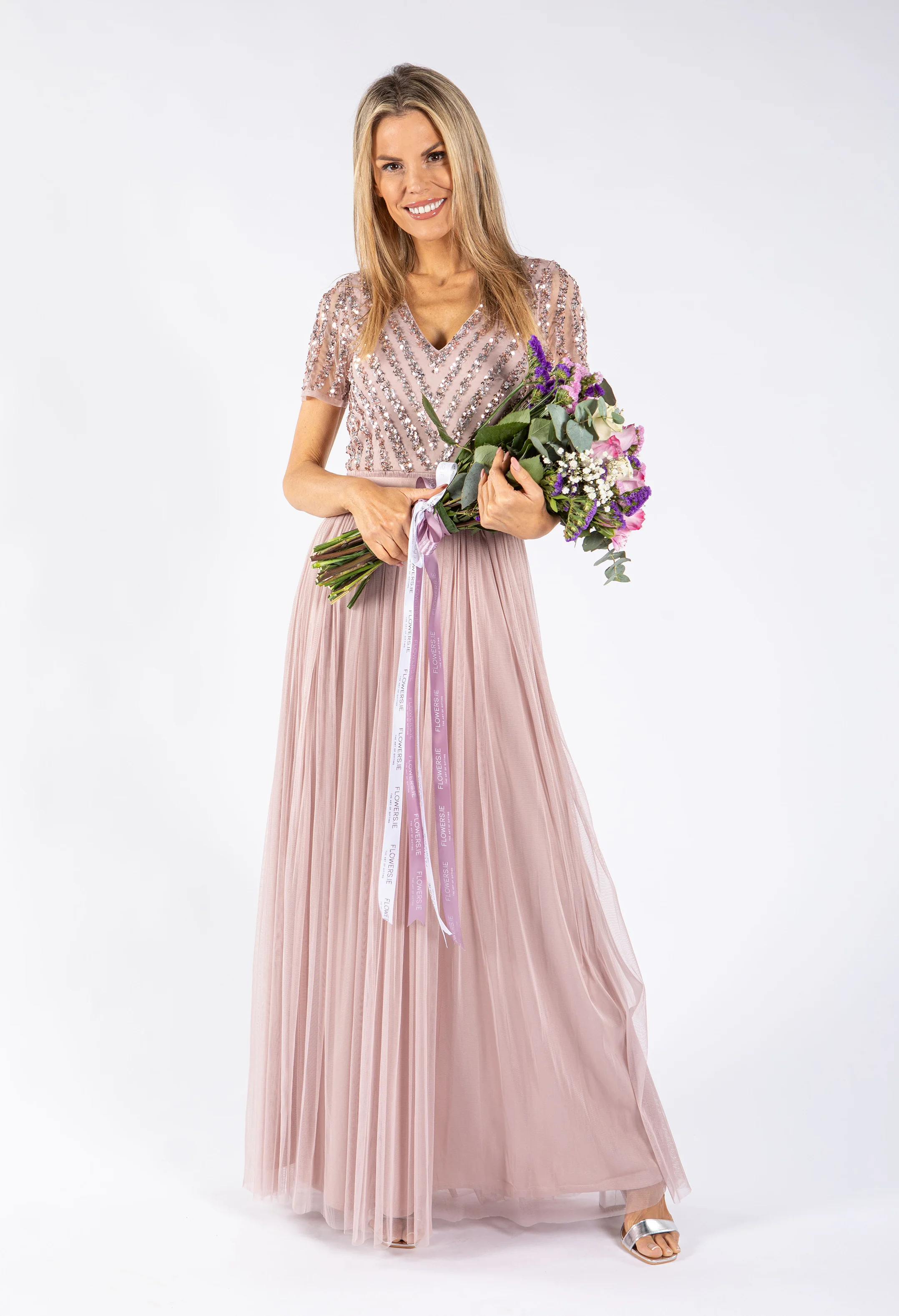Maya Embellished Maxi Dress With Sash Belt - Image 6