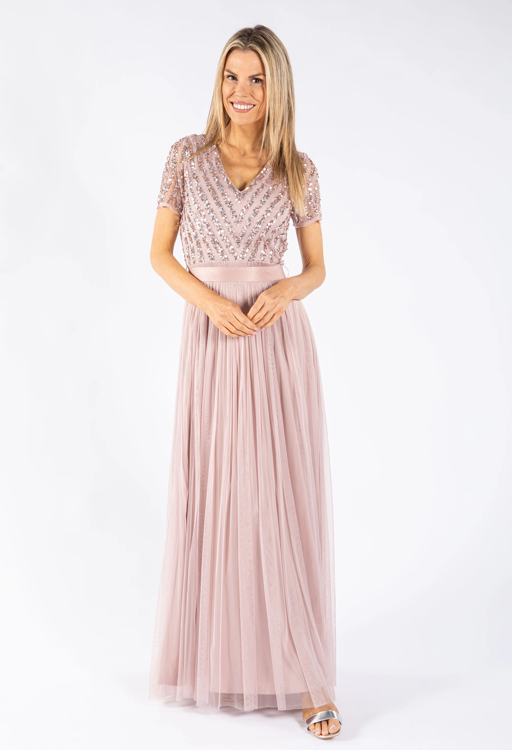 Maya Embellished Maxi Dress With Sash Belt - Image 7