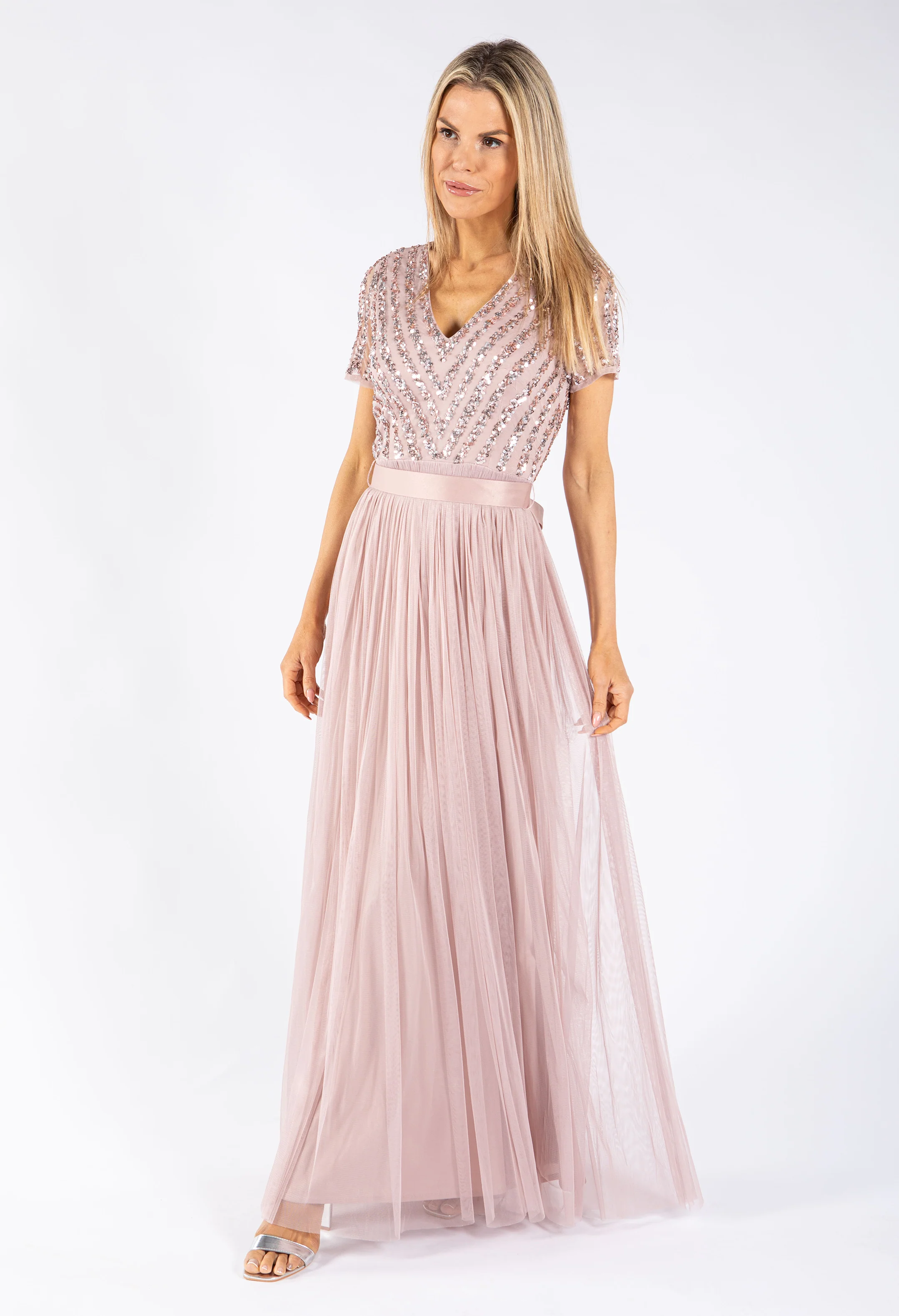 Maya Embellished Maxi Dress With Sash Belt - Image 8