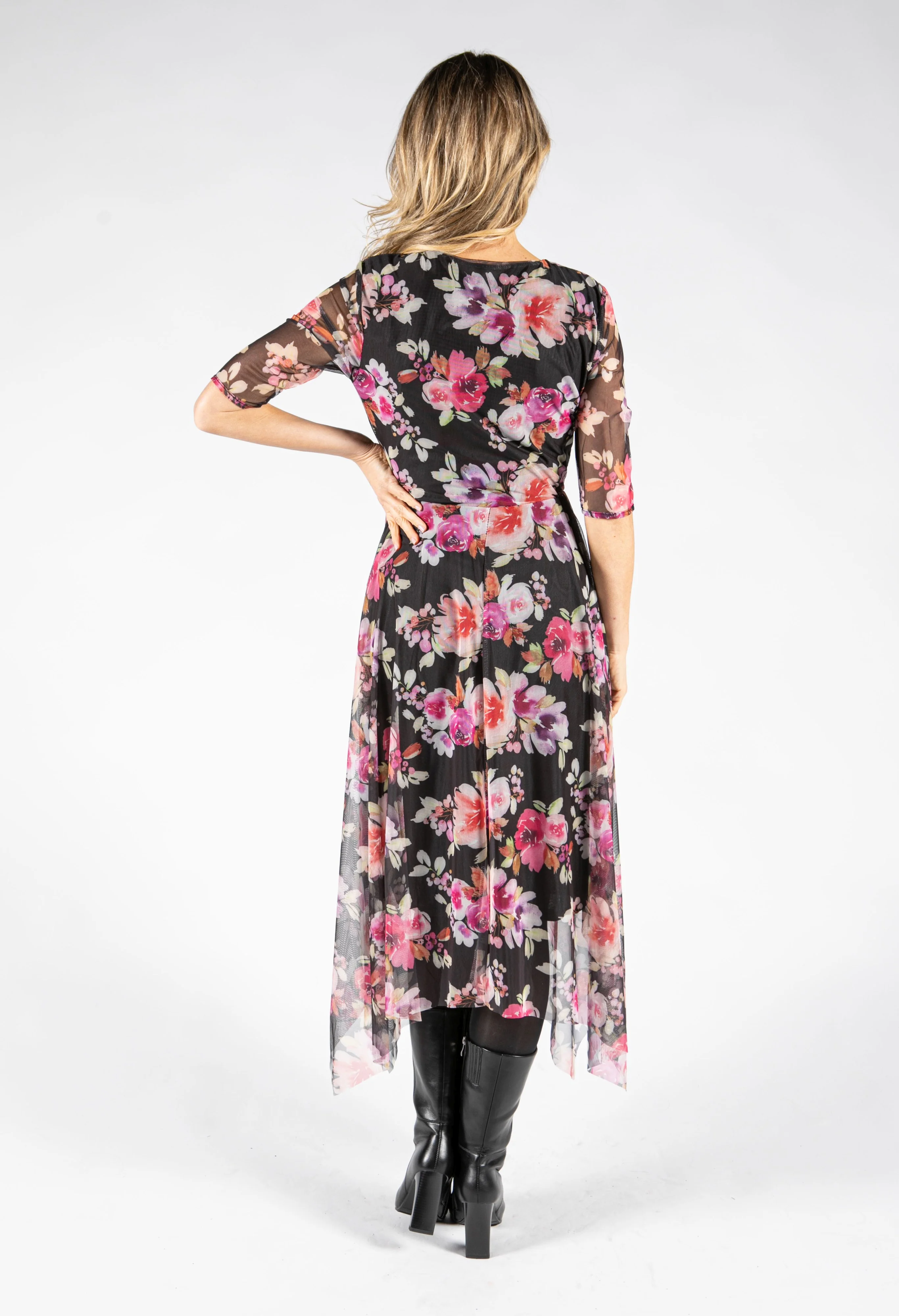 Mesh Floral Print Dress - Image 3