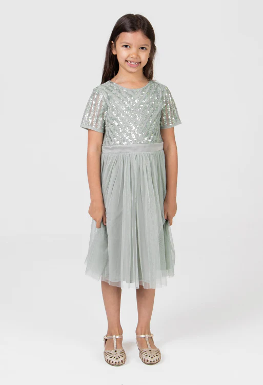 Mini Maya Stripe Embellished Midi Dress With Bow - Image 10