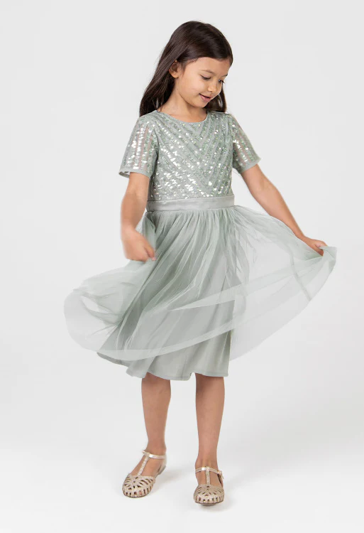 Mini Maya Stripe Embellished Midi Dress With Bow - Image 13