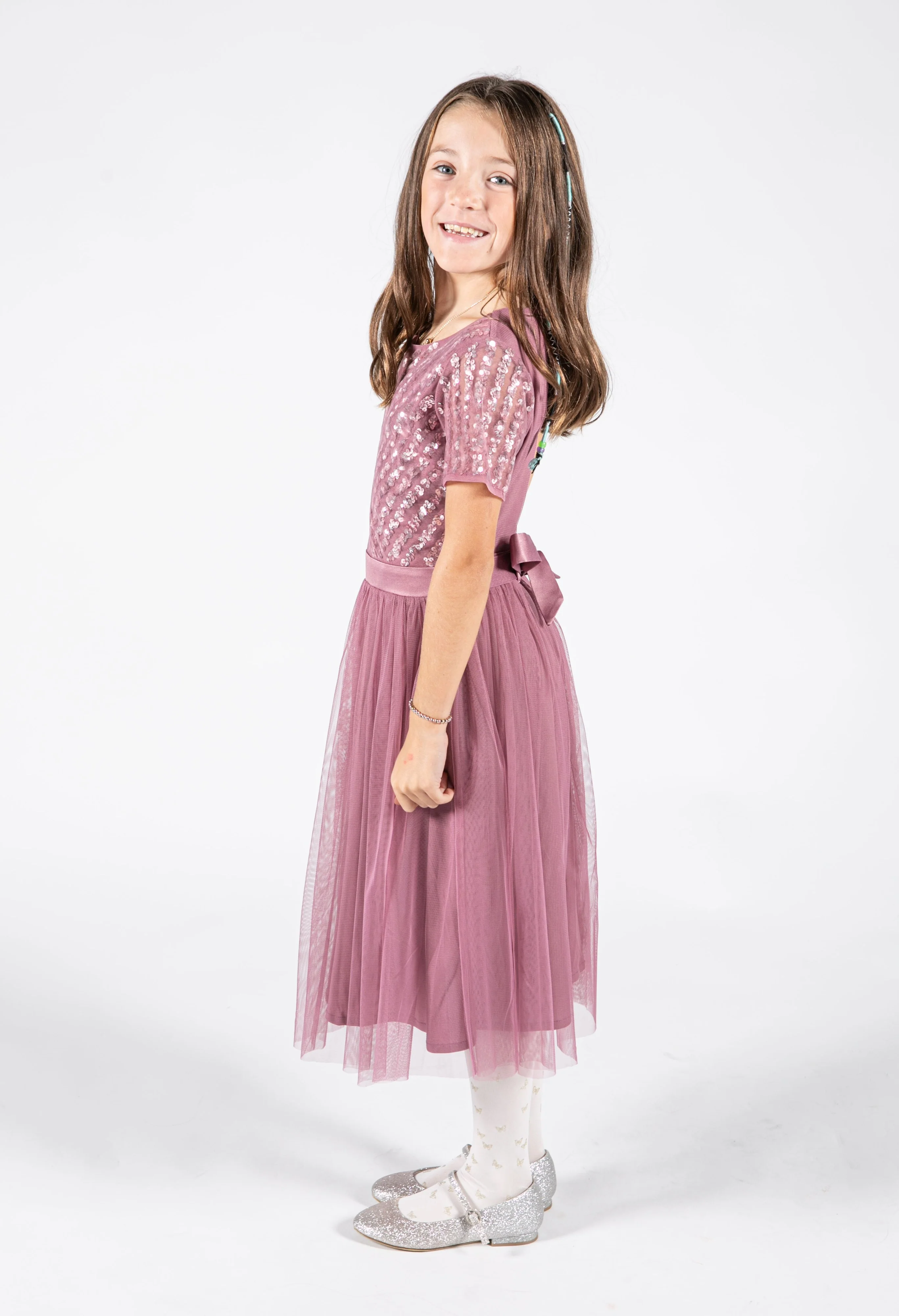 Mini Maya Stripe Embellished Midi Dress With Bow - Image 15