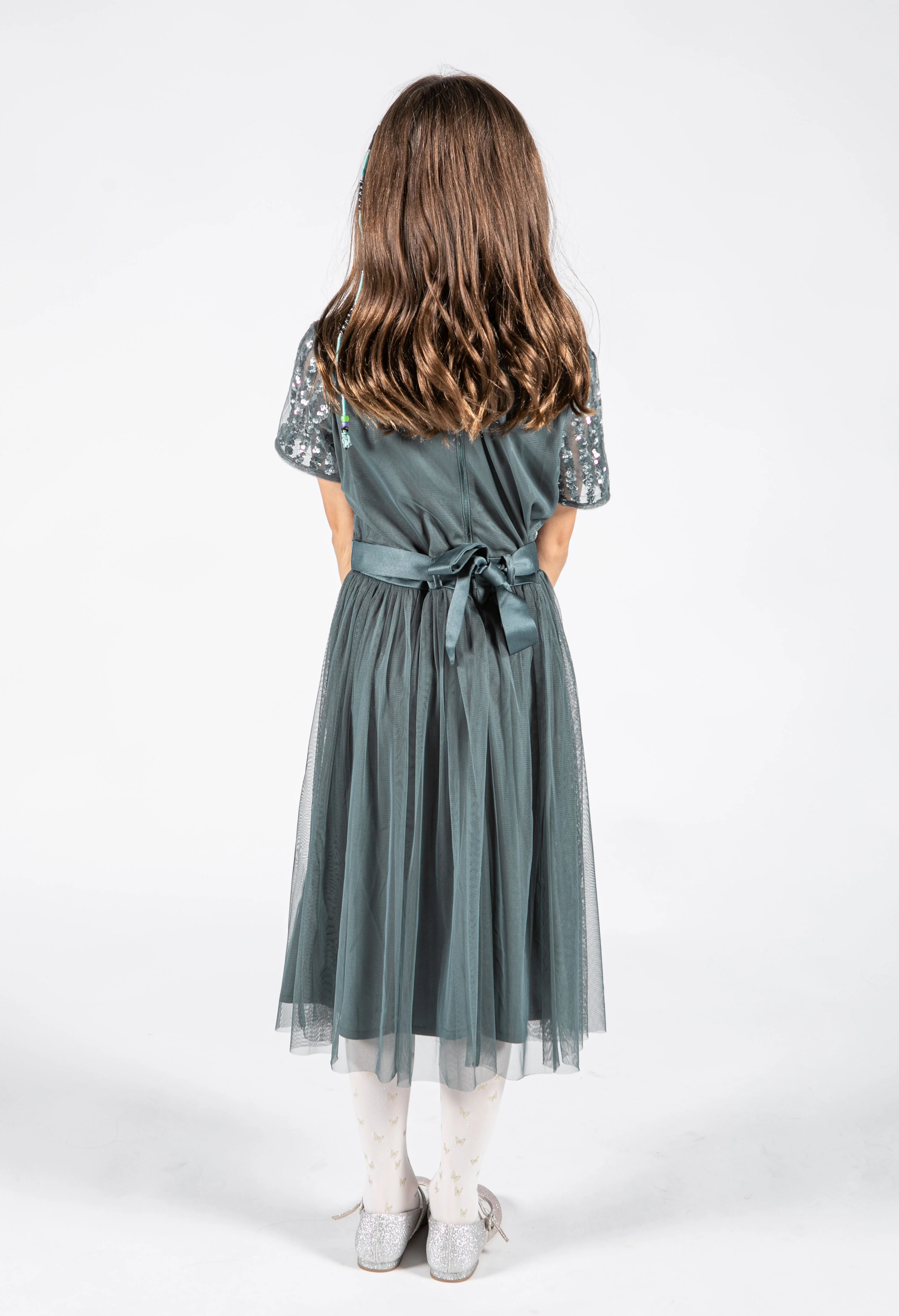 Mini Maya Stripe Embellished Midi Dress With Bow - Image 3