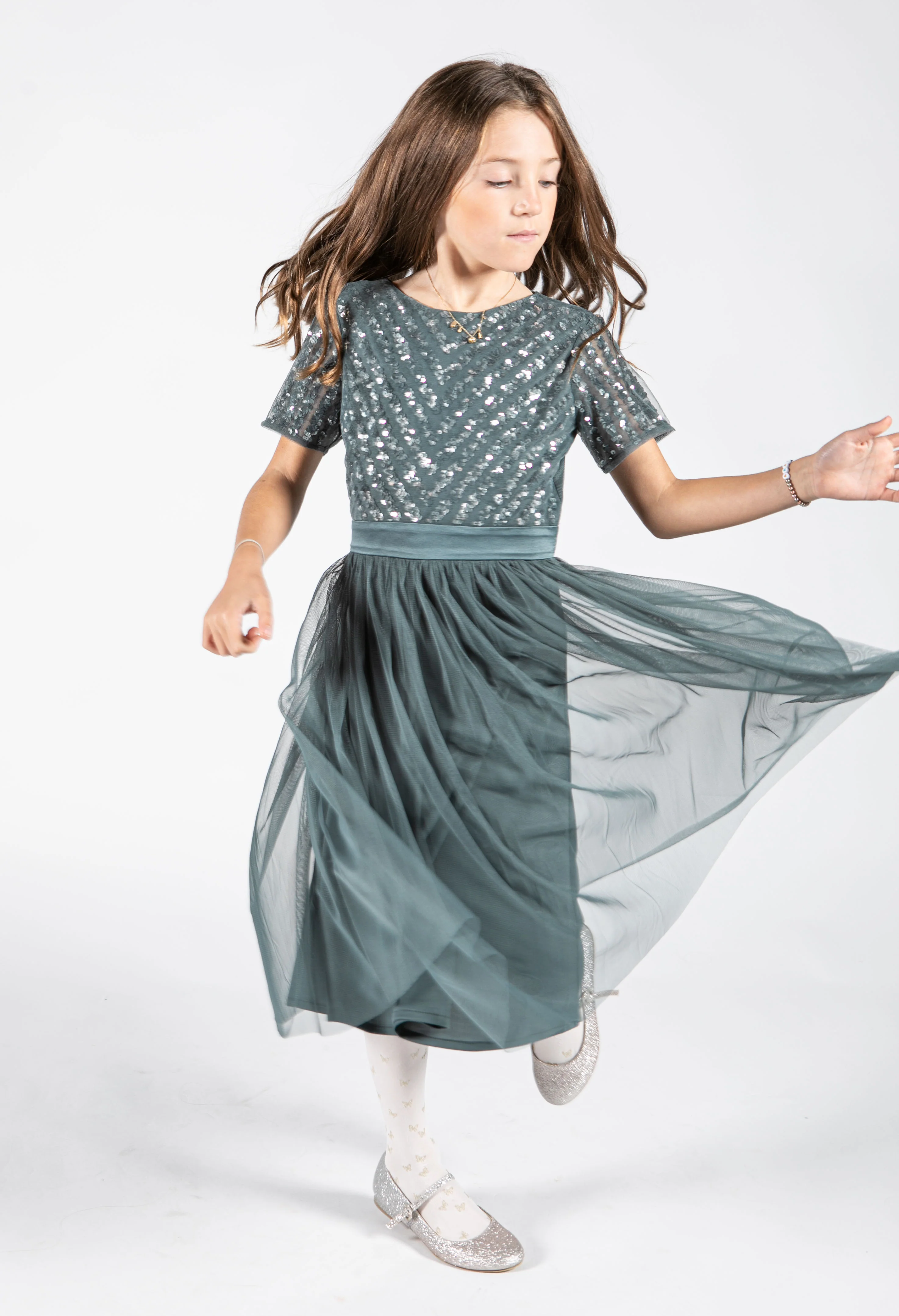 Mini Maya Stripe Embellished Midi Dress With Bow - Image 4