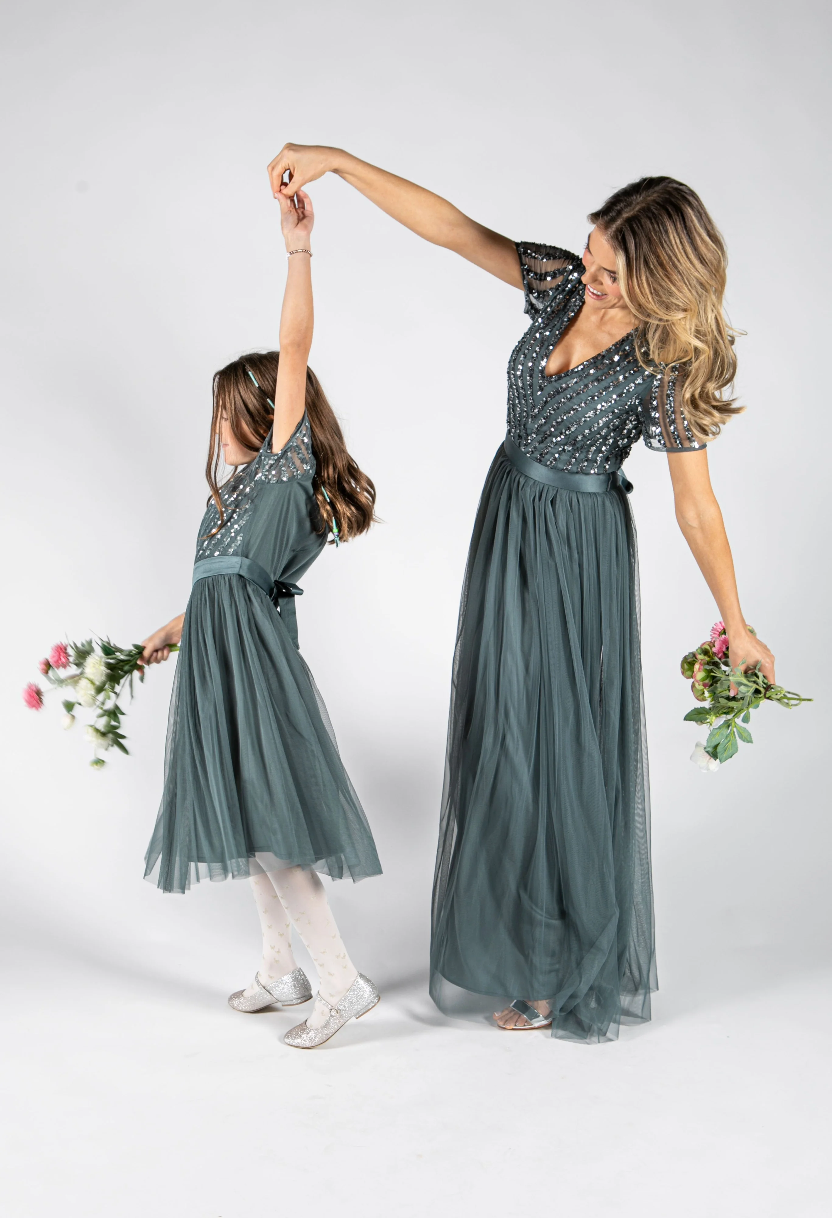 Mini Maya Stripe Embellished Midi Dress With Bow - Image 5