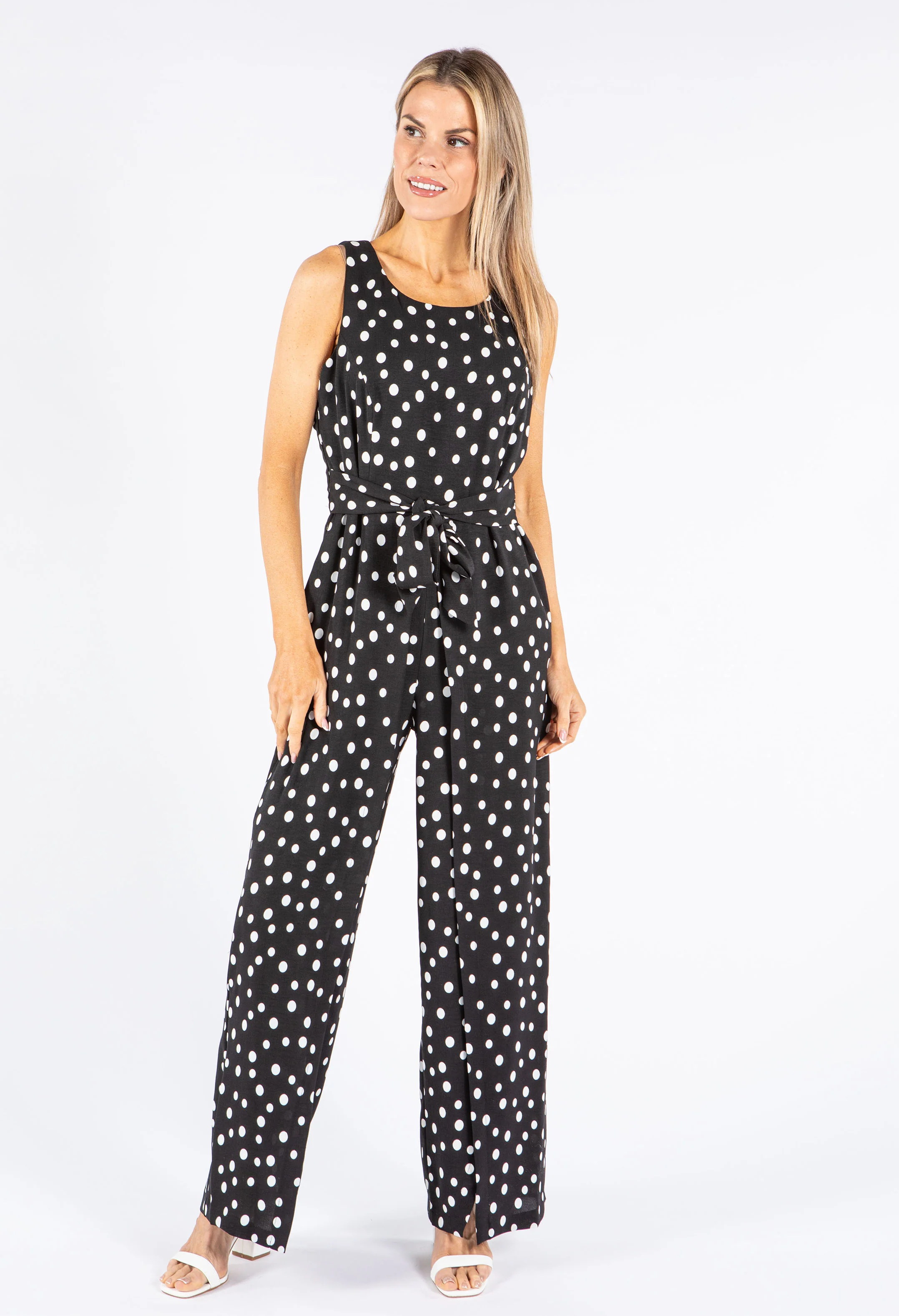 Polka Dot Belted Jumpsuit - Image 4