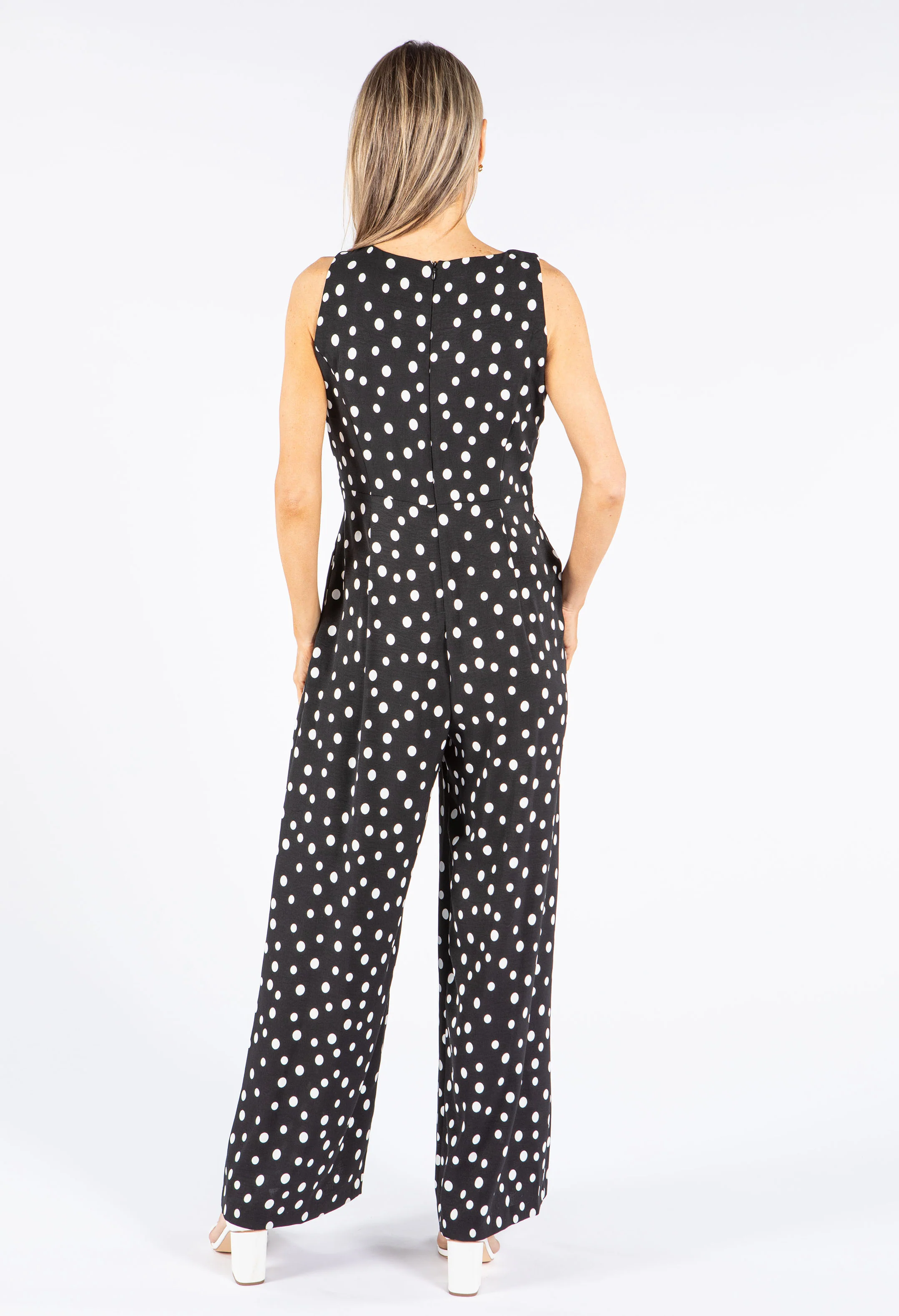 Polka Dot Belted Jumpsuit - Image 6