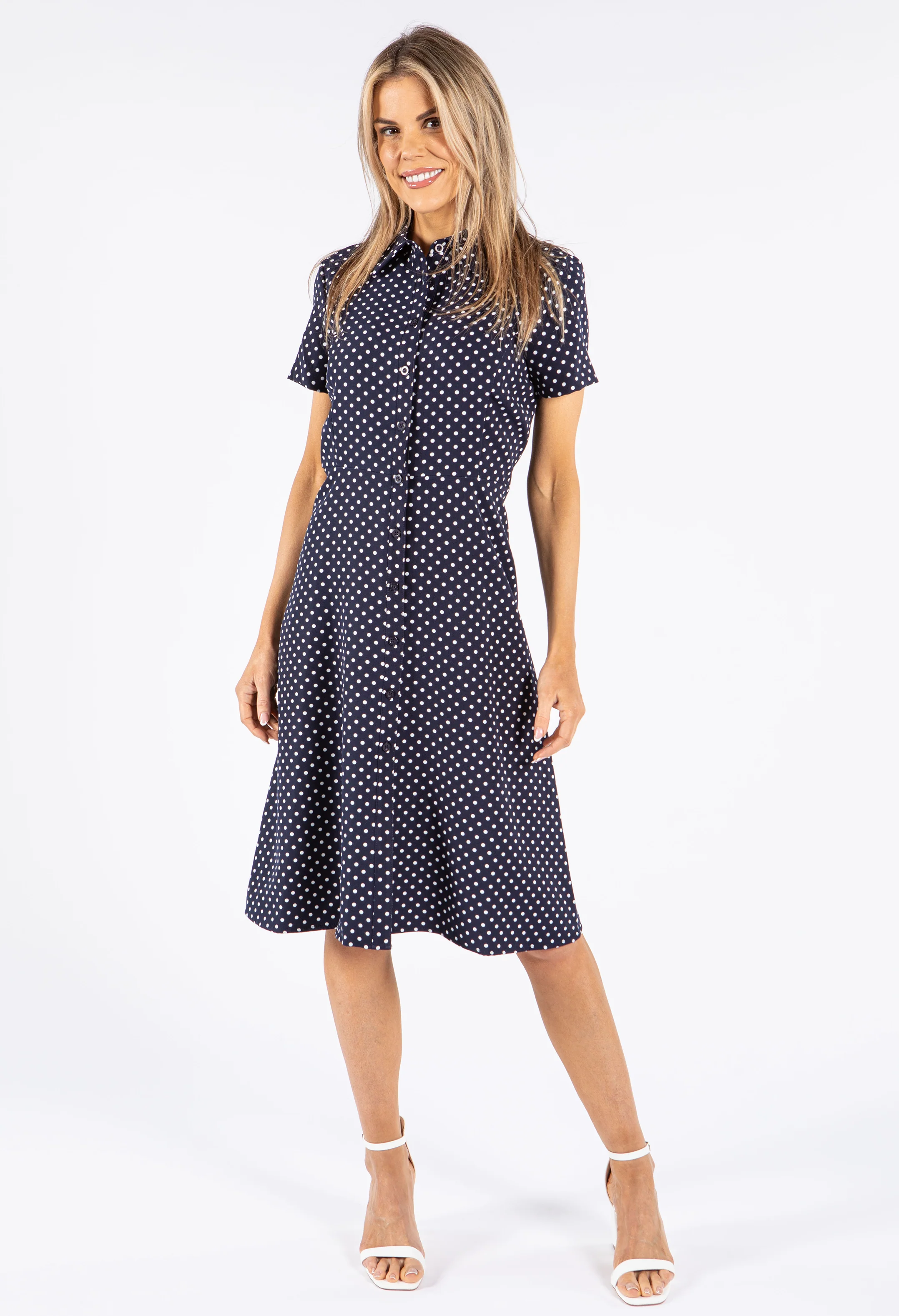 Polka Dot Button Down Shirt Dress - Image 4
