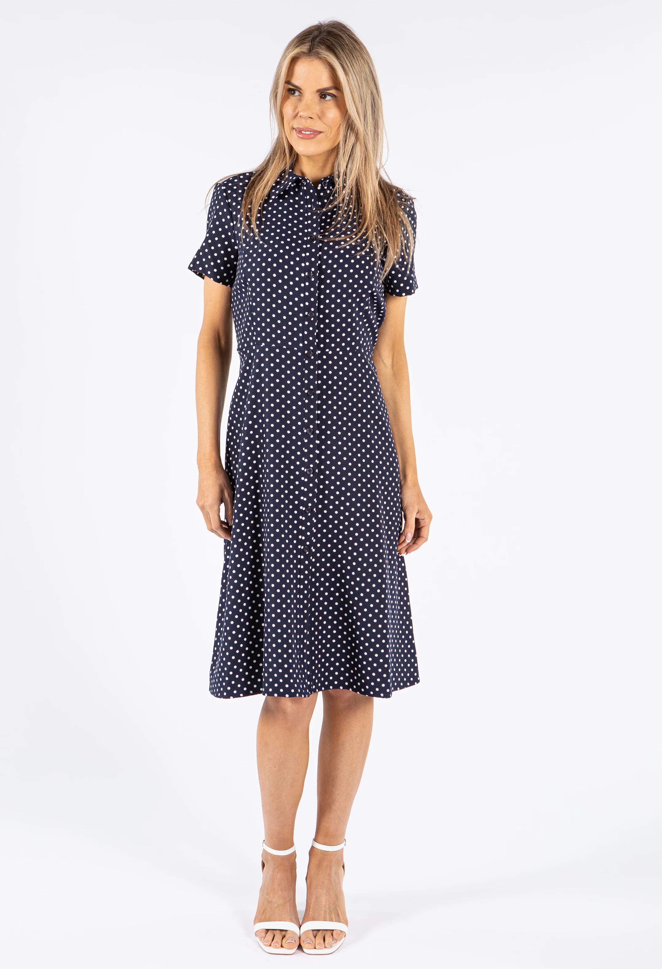 Polka Dot Button Down Shirt Dress - Image 5