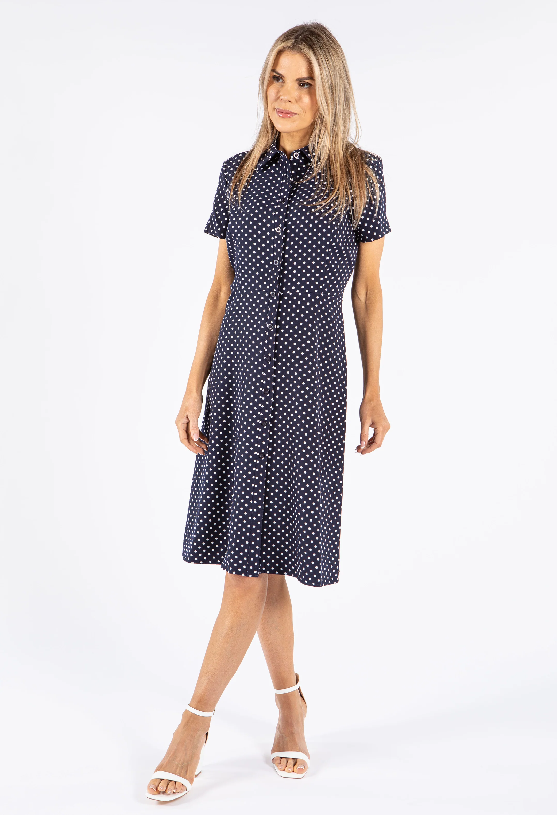 Polka Dot Button Down Shirt Dress - Image 6