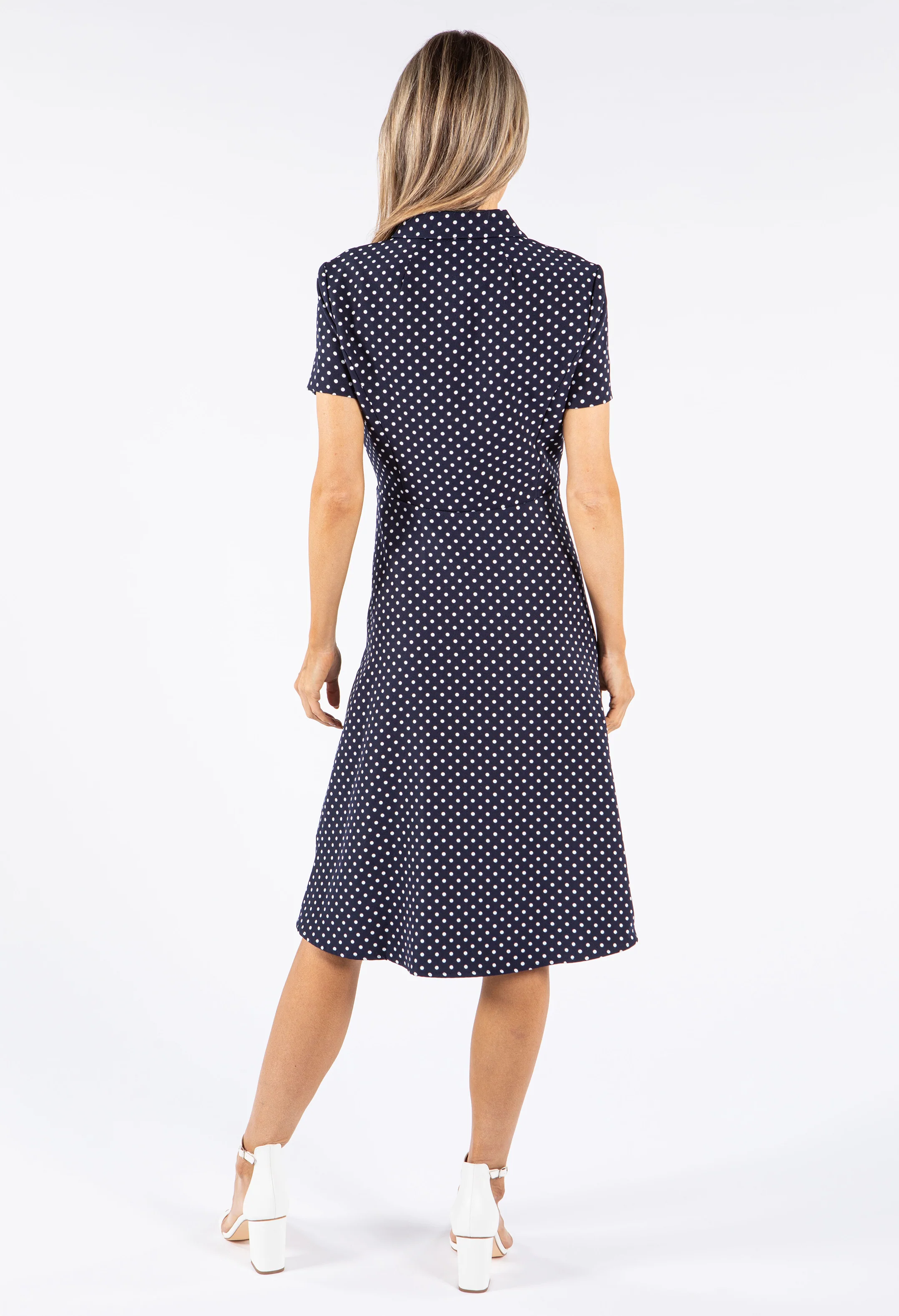 Polka Dot Button Down Shirt Dress - Image 7