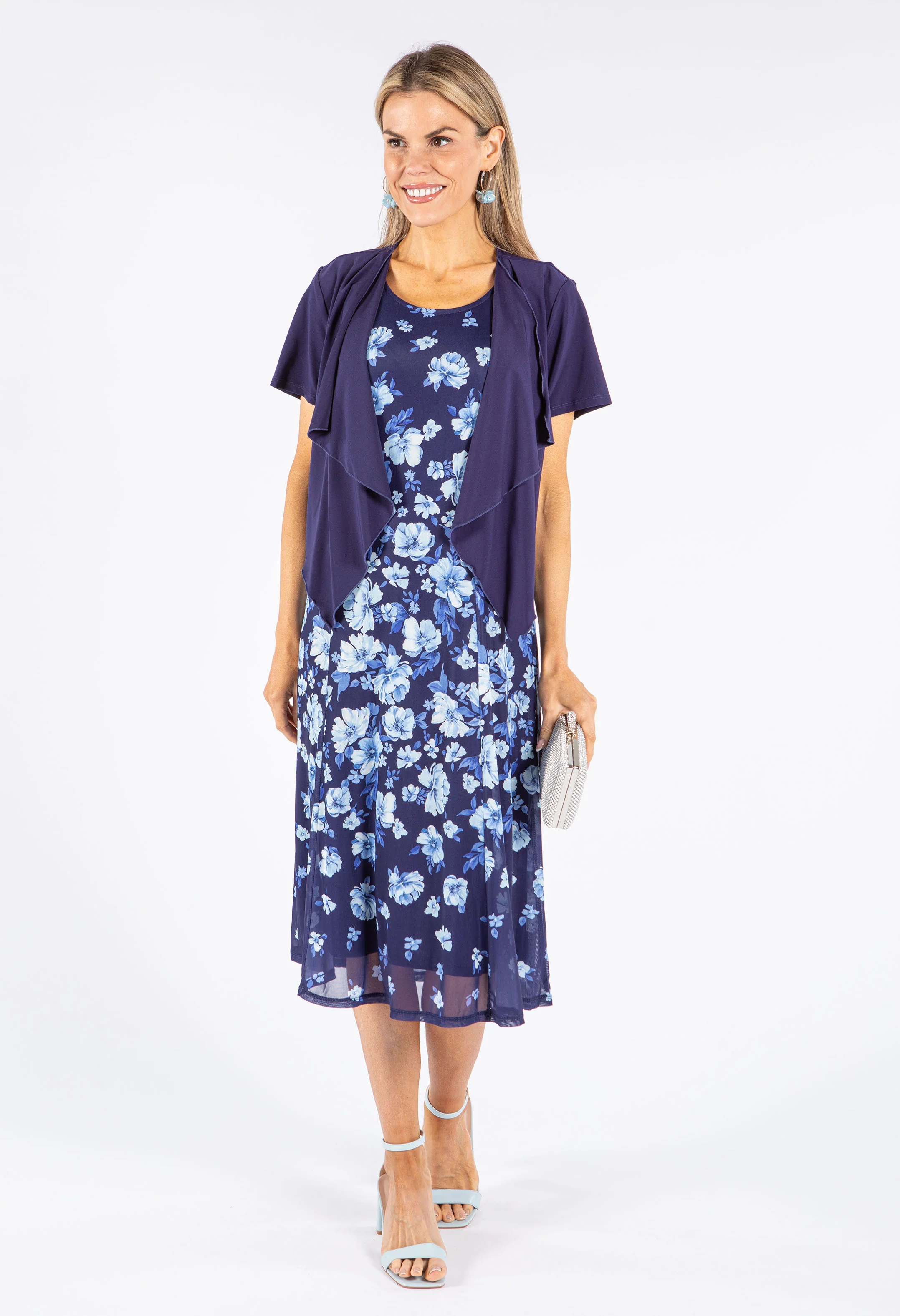 Floral Dress and Short Sleeve Shawl Two Piece - Image 7