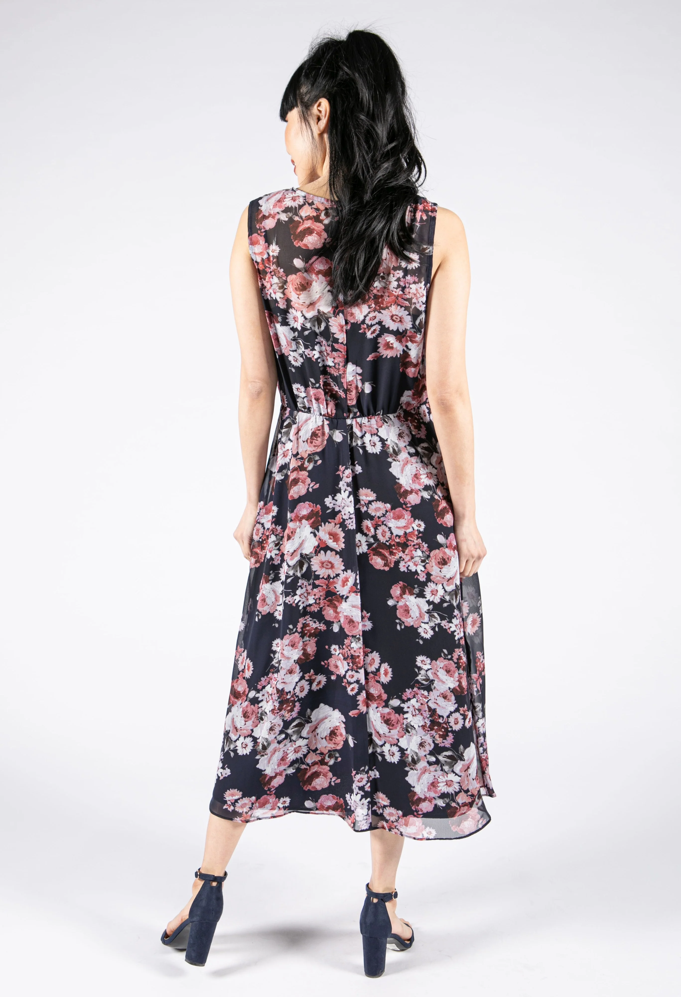 Sleeveless V Neckline Floral Dress - Image 3