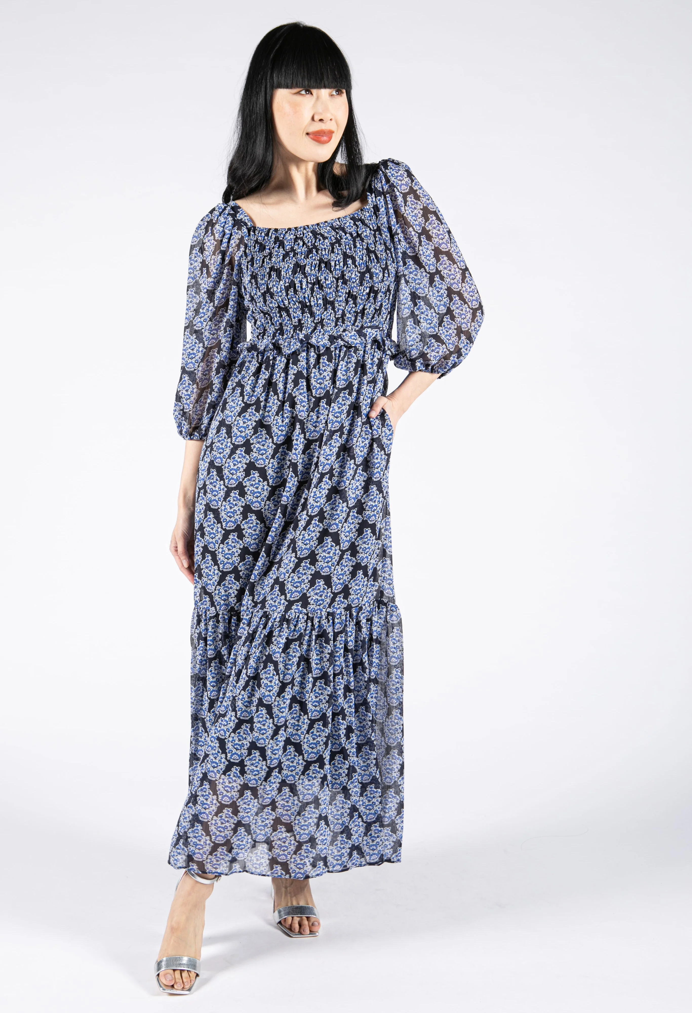 Smocking Bodice Tie Back Dress - Image 5