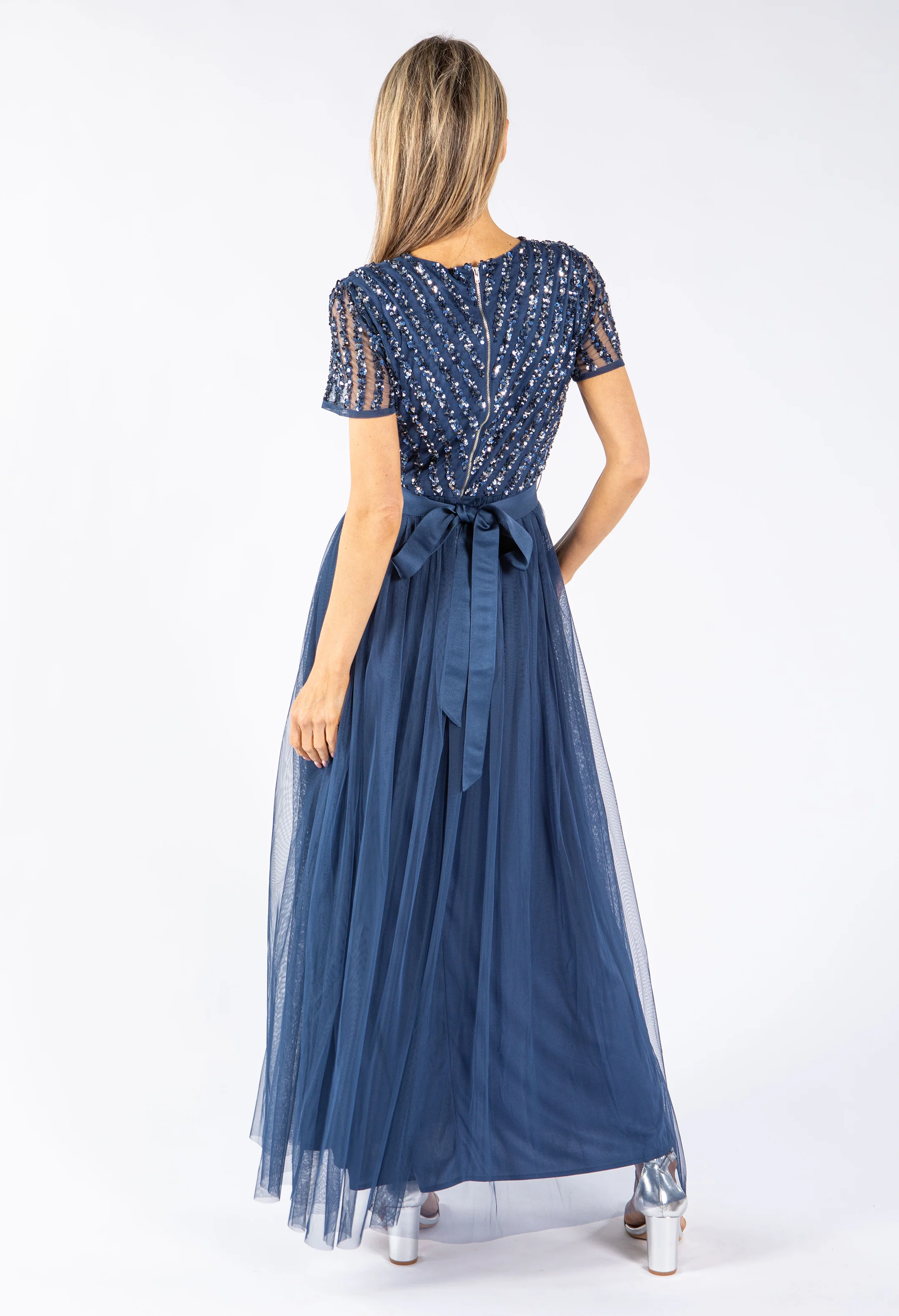 STRIPE EMBELLISHED MAXI DRESS WITH SASH BELT - Image 11