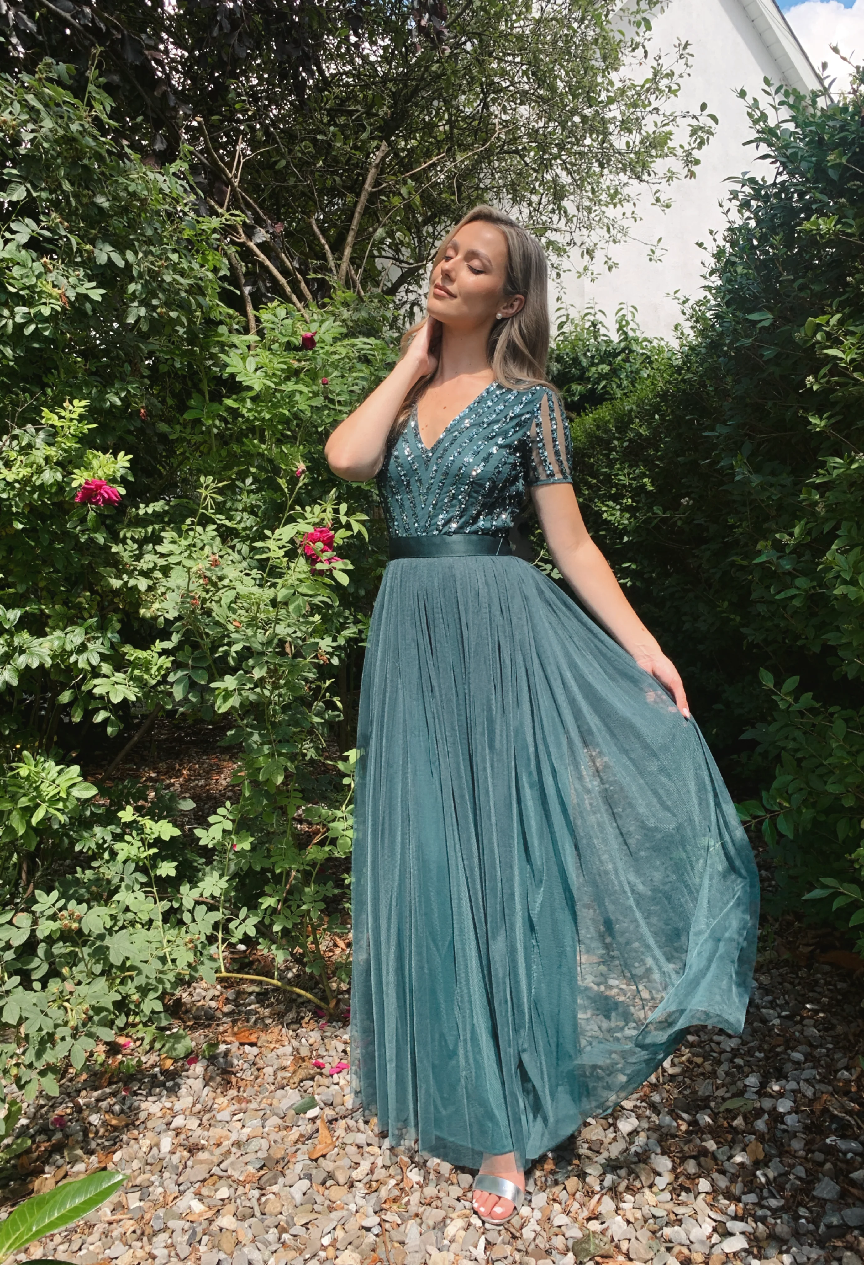 STRIPE EMBELLISHED MAXI DRESS WITH SASH BELT - Image 14