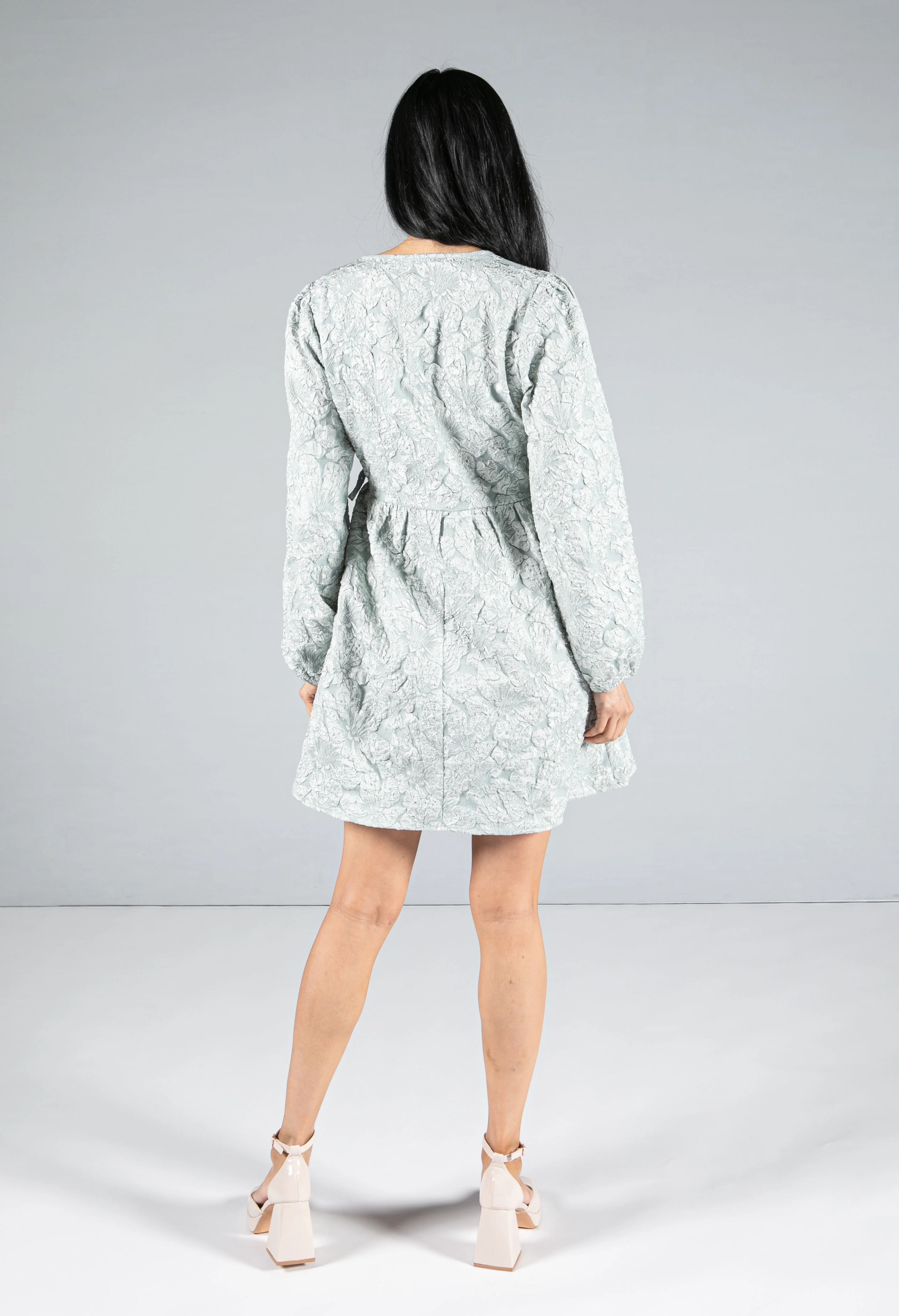 Textured Short Wrap Dress - Image 4