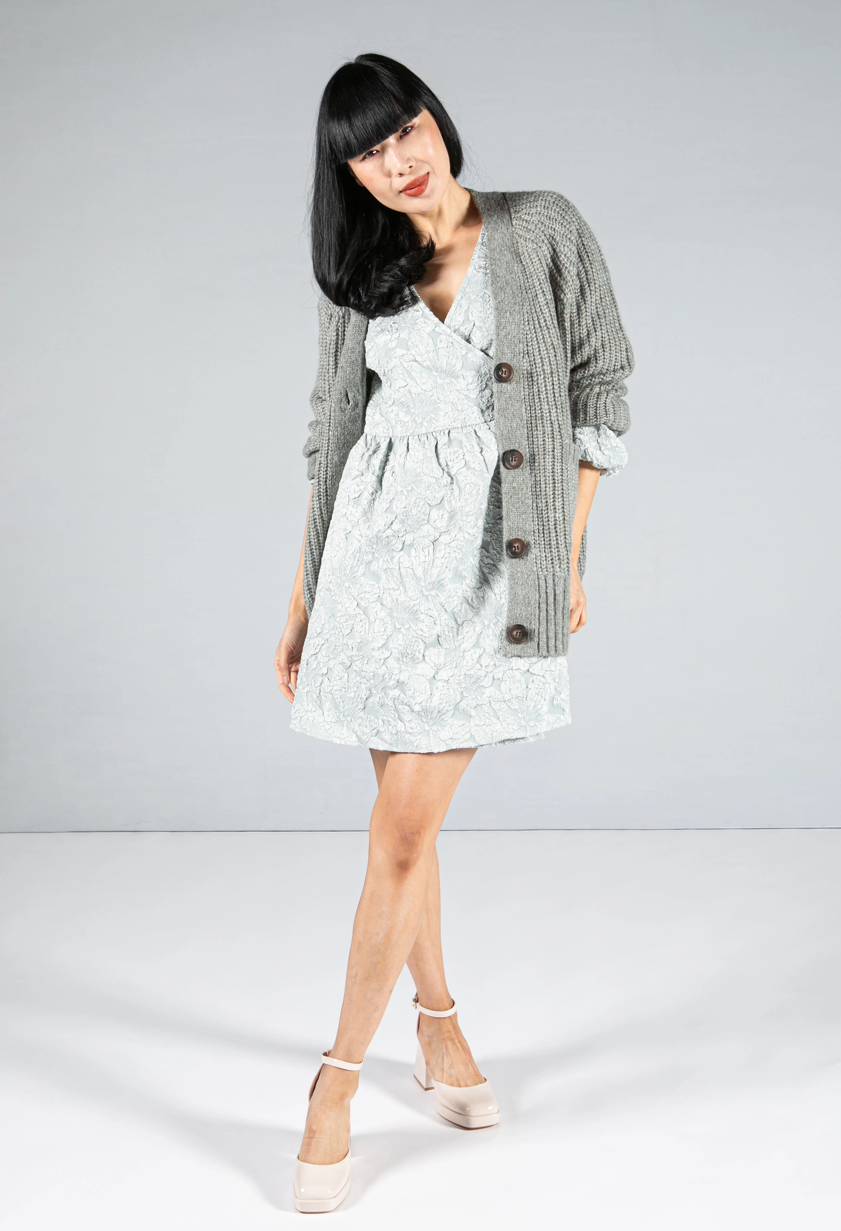 Textured Short Wrap Dress - Image 6